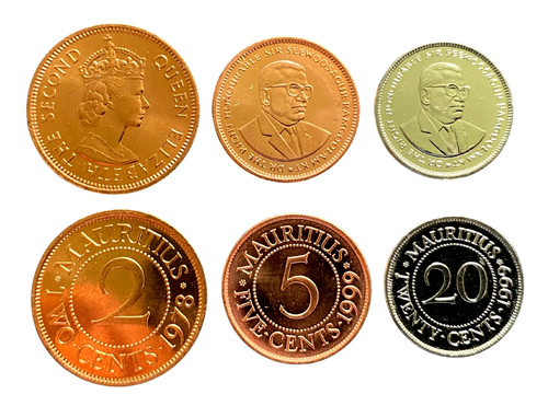 Mauritius coins set 5 20 - 3, 2,